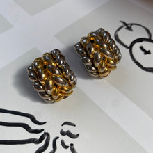 Load image into Gallery viewer, Vintage gold and silver braid tone clip on earrings
