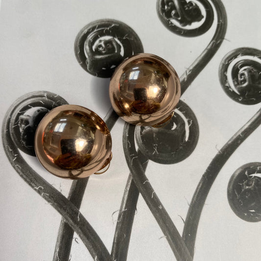 Vintage gold tone small dome clip on earrings