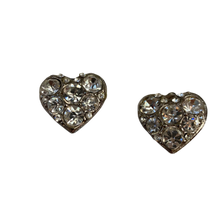 Load image into Gallery viewer, Vintage silver tone strass heart clip on earrings
