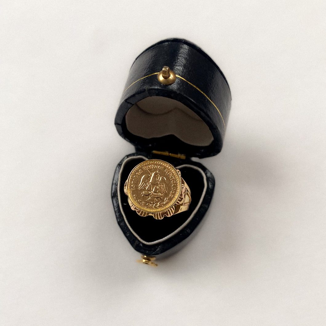 18 carat gold Mexican coin ring