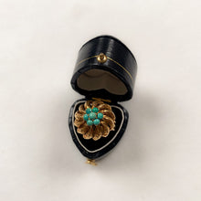 Load image into Gallery viewer, 18 carat gold palm leaves and turquoise ring
