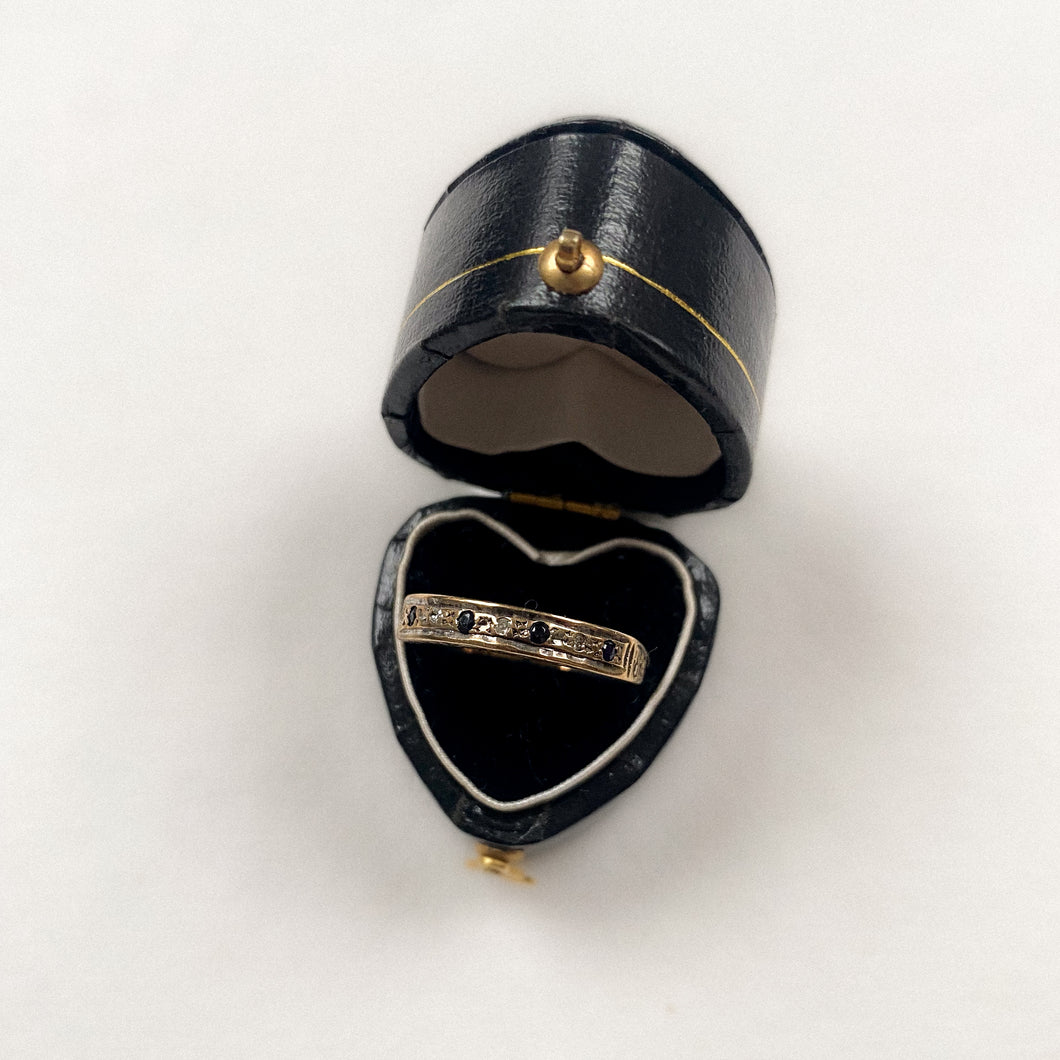 9 carat gold sapphire and diamond half eternity