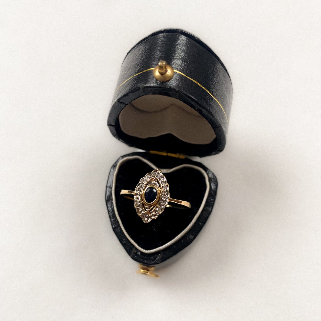 18 carat gold sapphire and diamond ring