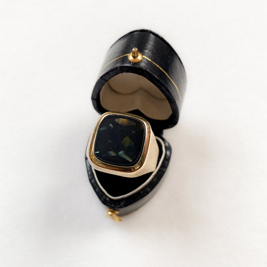 8 carat mixed cut synthetic tourmaline signet ring