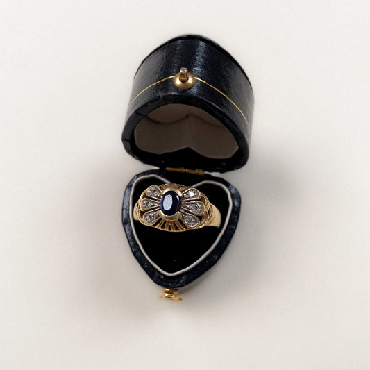 18 carat gold art deco sapphire and CZ ring