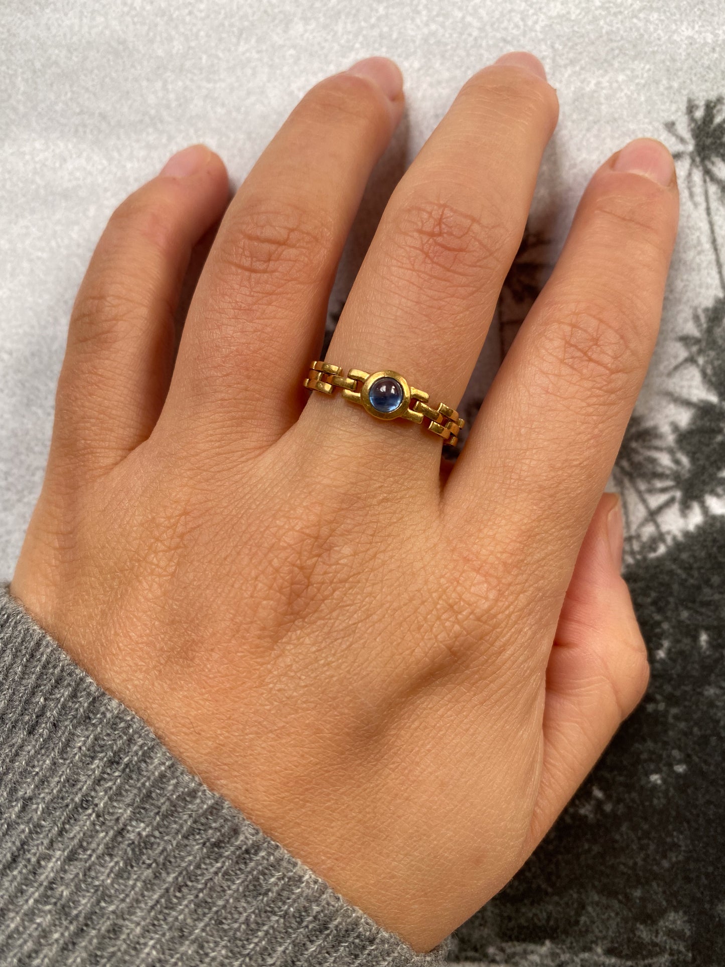 18 carat gold rolex ring with sapphire