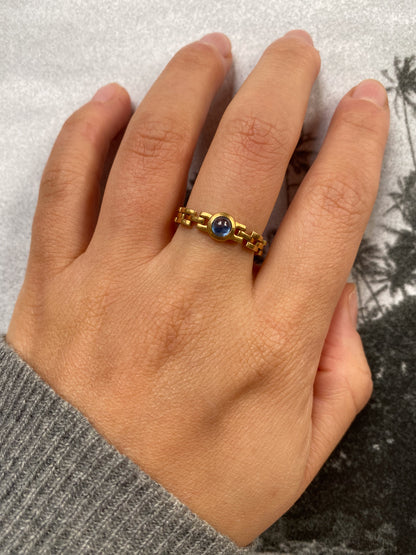 18 carat gold rolex ring with sapphire