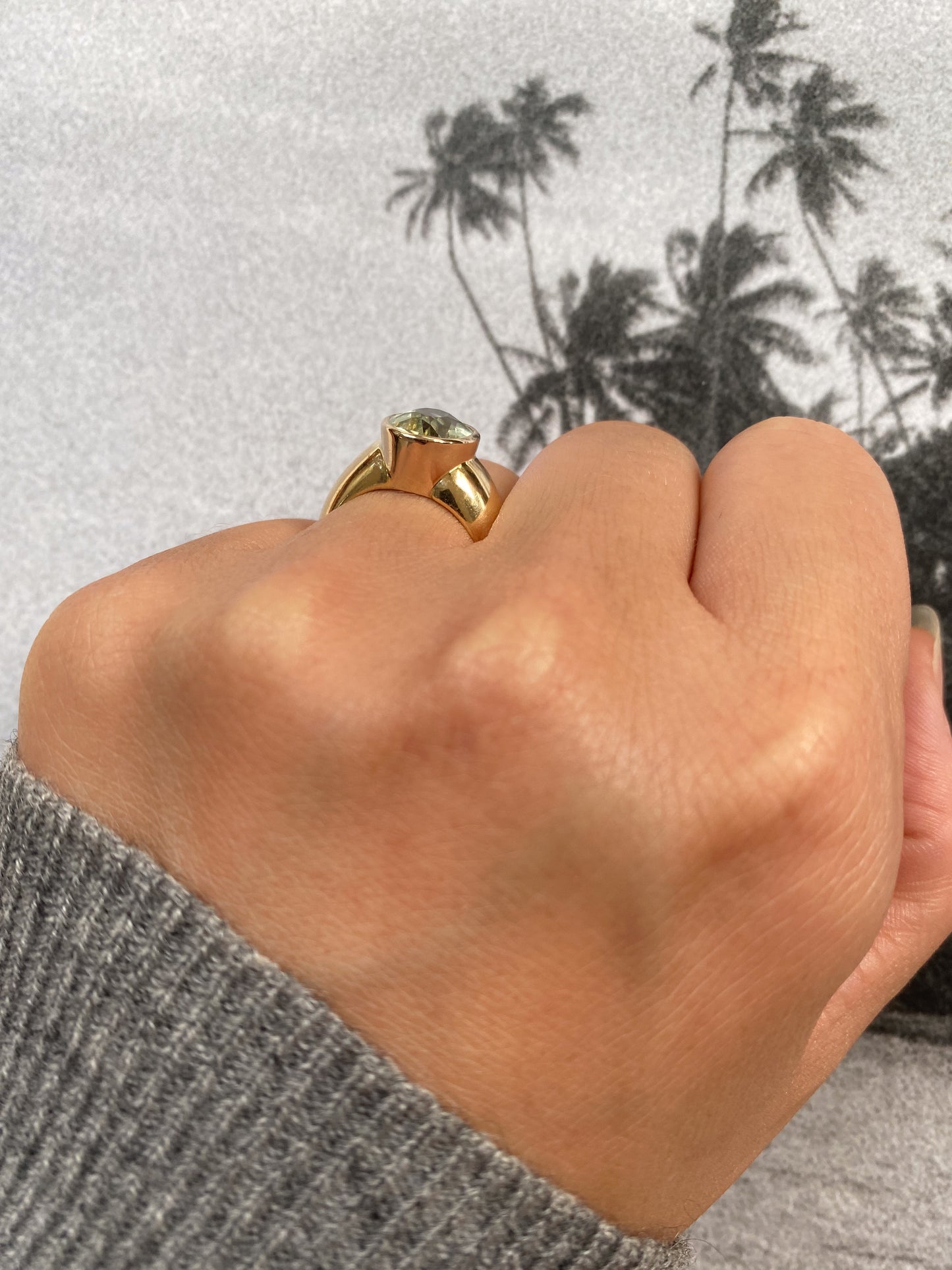 18 carat gold modern bold tourmaline ring