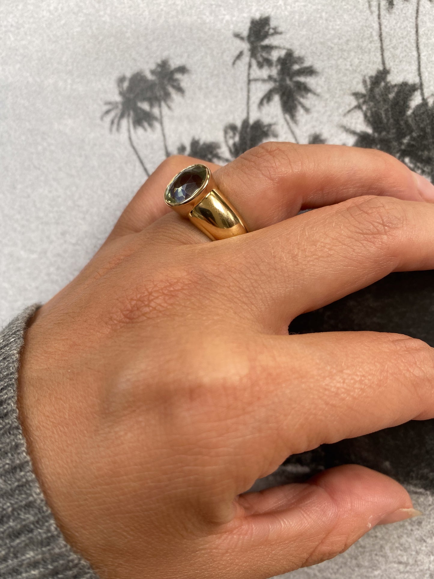 18 carat gold modern bold tourmaline ring