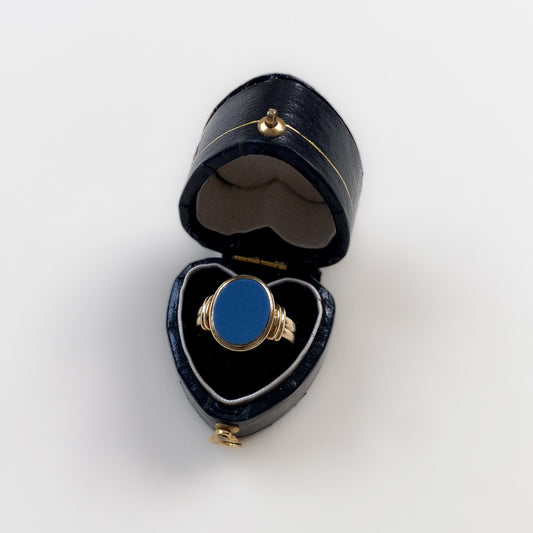 14 carat gold blue signet ring