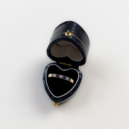 14 carat gold diamond and sapphire half eternity ring
