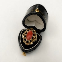 Load image into Gallery viewer, 14 carat gold big decorative coral ring
