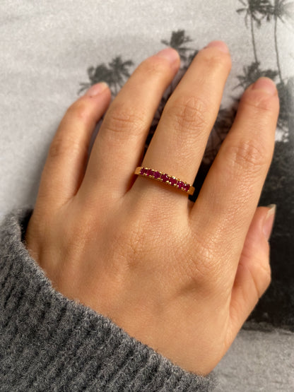 18 carat gold ruby half eternity