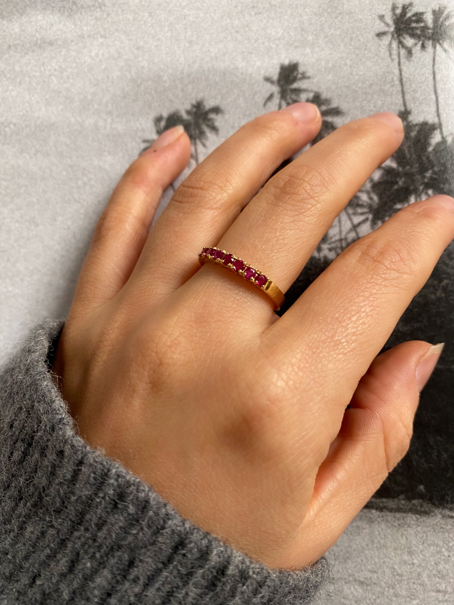 18 carat gold ruby half eternity