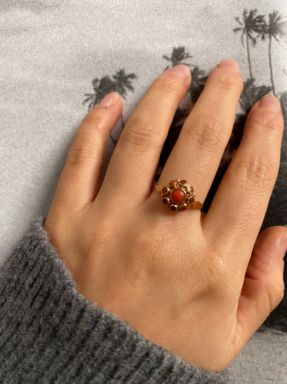 14 carat gold coral cluster ring