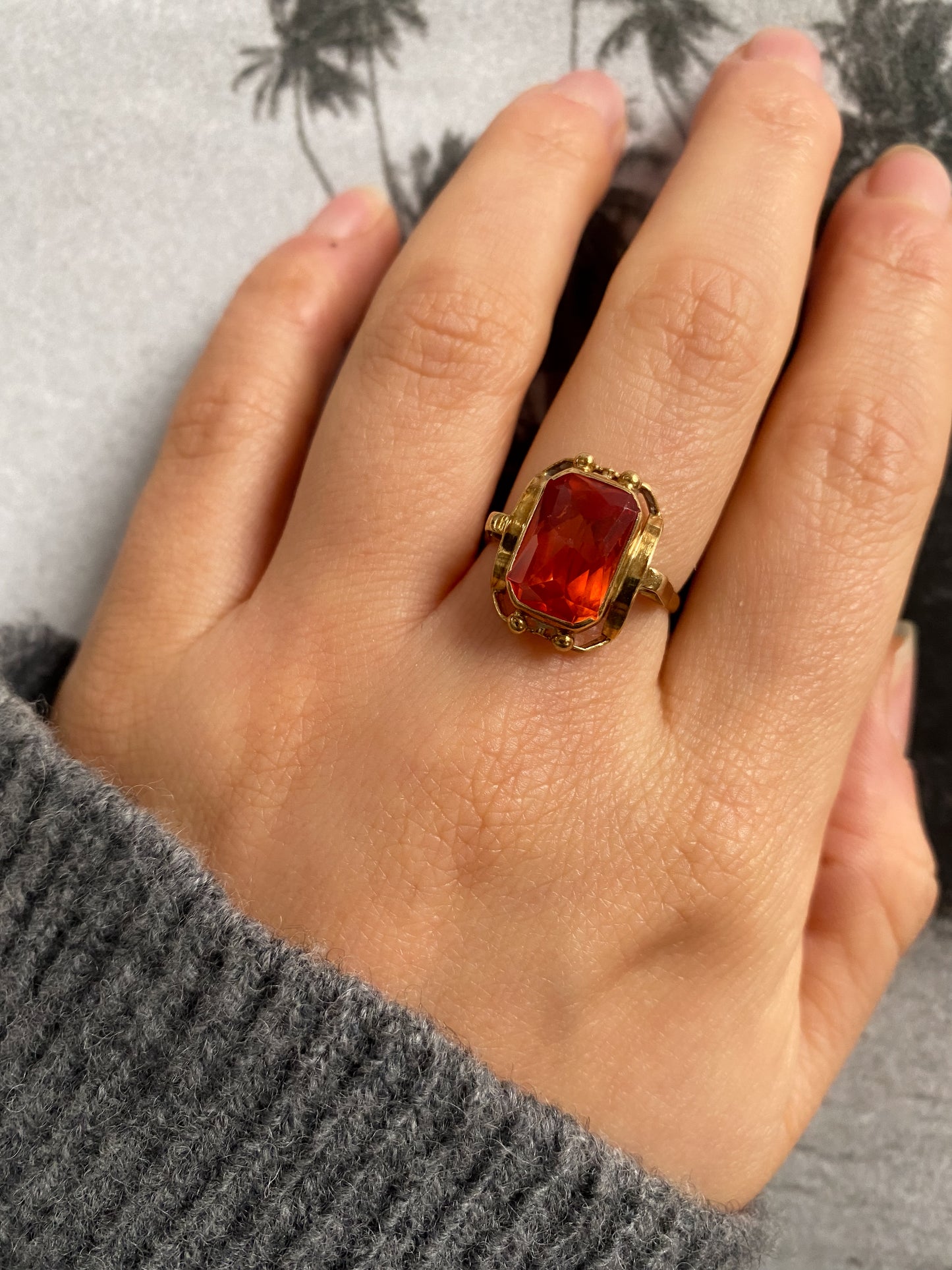 14 carat gold padparadscha solitaire ring