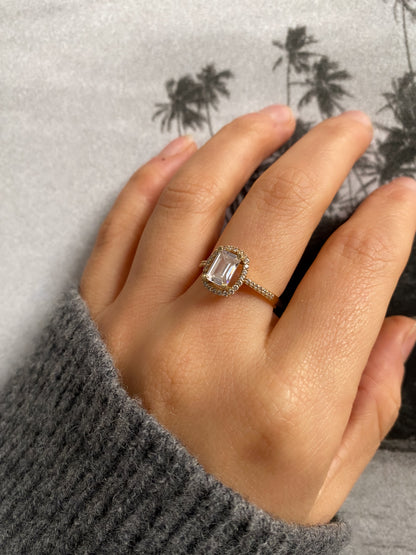 14 carat gold classic engagement CZ cluster ring