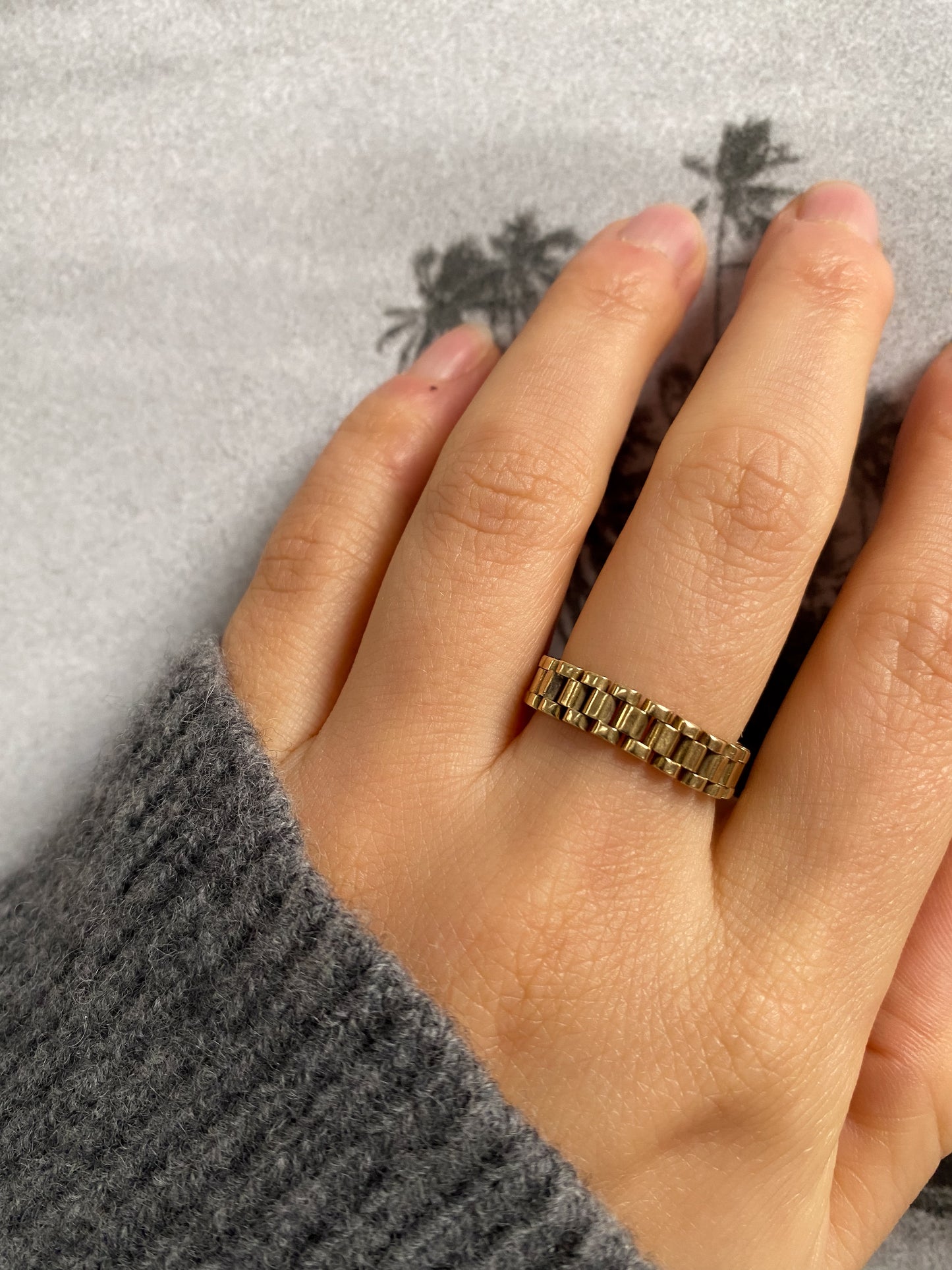 14 carat gold bold rolex chain ring