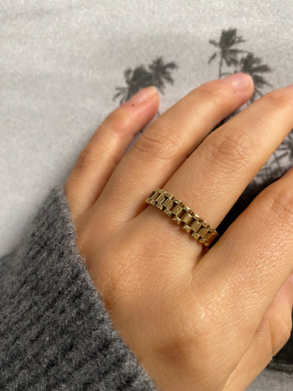 14 carat gold bold rolex chain ring