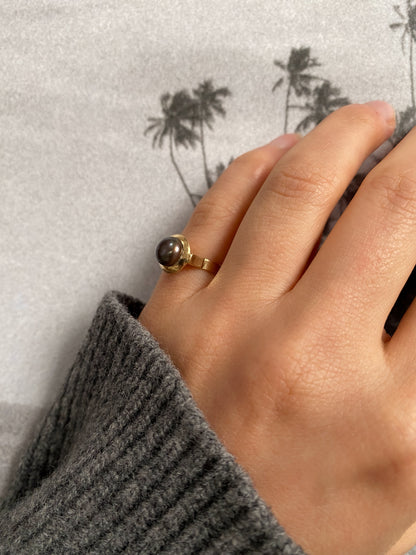 14 carat gold modern black pearl ring