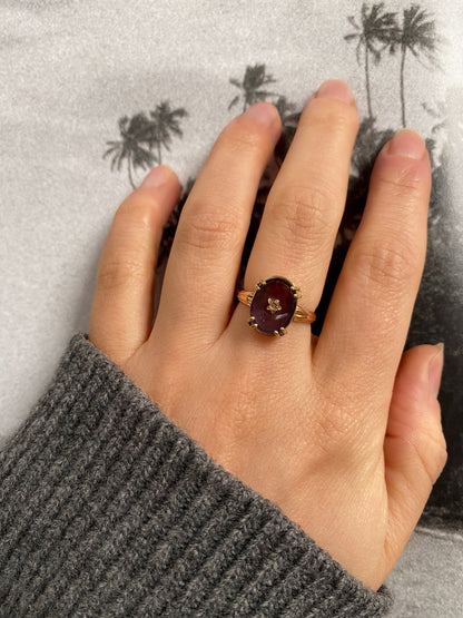 18 carat gold amethyst statement ring with center star