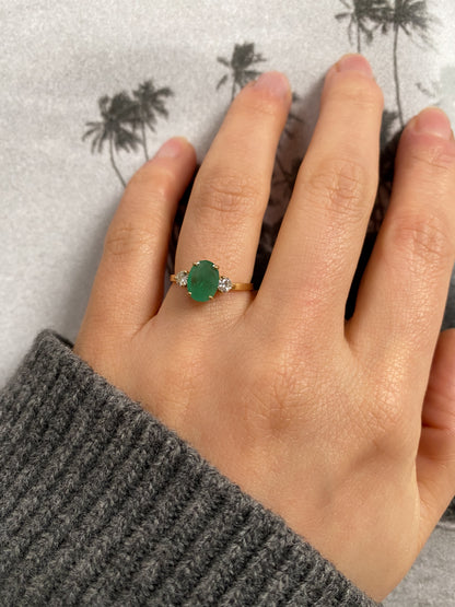 18 carat gold emerald and diamond ring