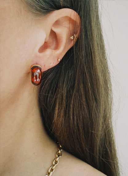 18 carat gold bold brown crystal earrings