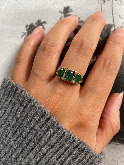 9 carat emerald and diamond ring