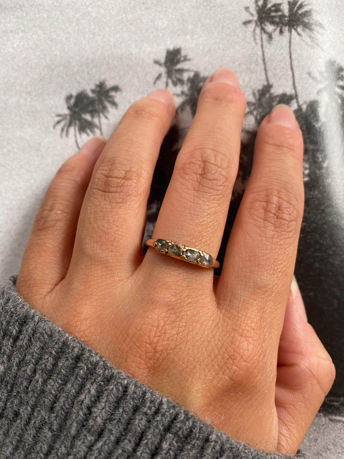 14 carat gold rose cut diamond ring