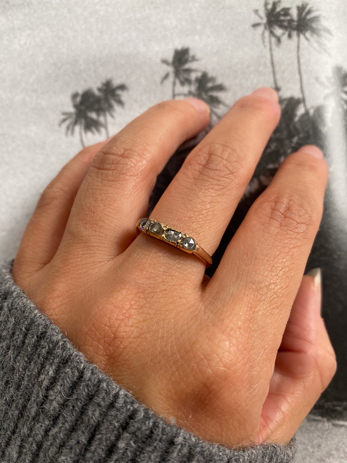 14 carat gold rose cut diamond ring