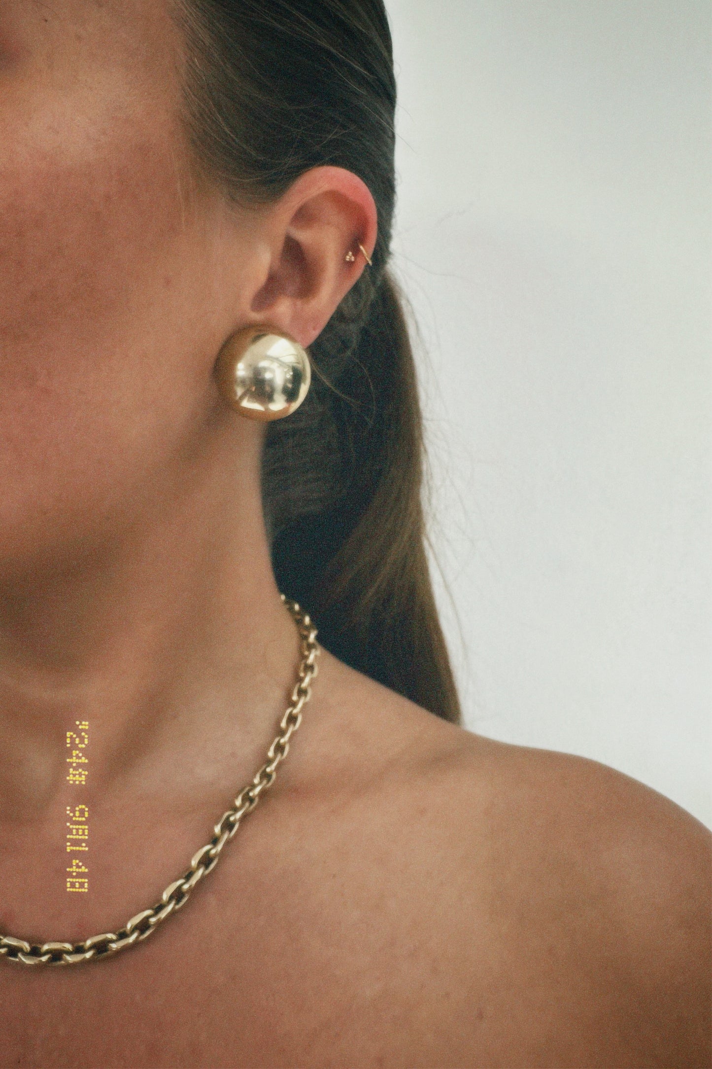 Vintage gold tone dome clip on earrings