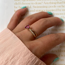 Load image into Gallery viewer, *NEW* 14 carat gold diamond and pink sapphire ring
