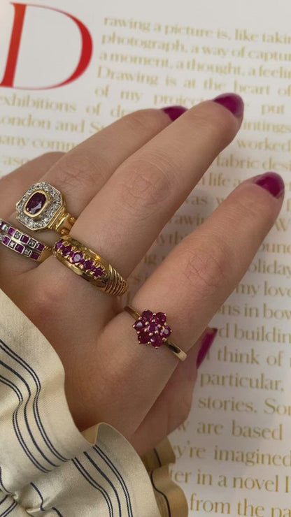 18 carat gold 5 stone ruby ring
