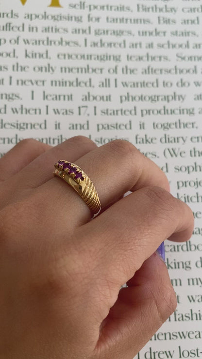 18 carat gold 5 stone ruby ring
