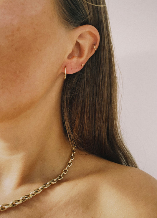 14 carat gold engraved hoops