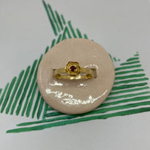 Load image into Gallery viewer, 18 carat gold small rose with ruby ring
