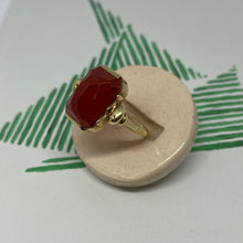 Load image into Gallery viewer, 14 carat gold carnelian ring
