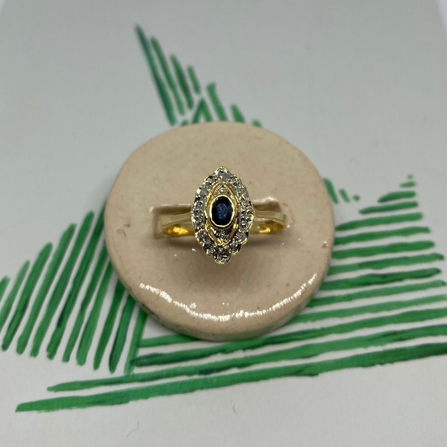 18 carat gold sapphire and diamond ring