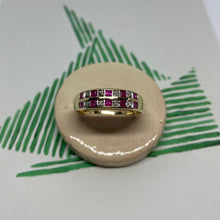 Load image into Gallery viewer, 9 carat gold ruby and diamond double half eternity ring

