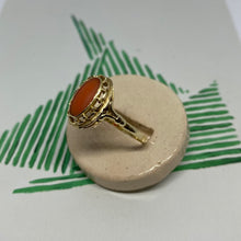 Load image into Gallery viewer, 14 carat gold oval coral ring
