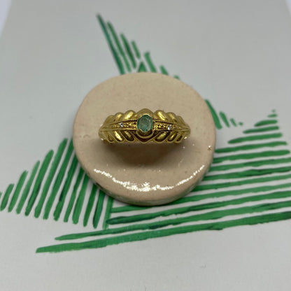 18 carat gold emerald and diamond ring