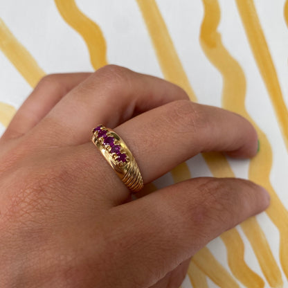 18 carat gold 5 stone ruby ring