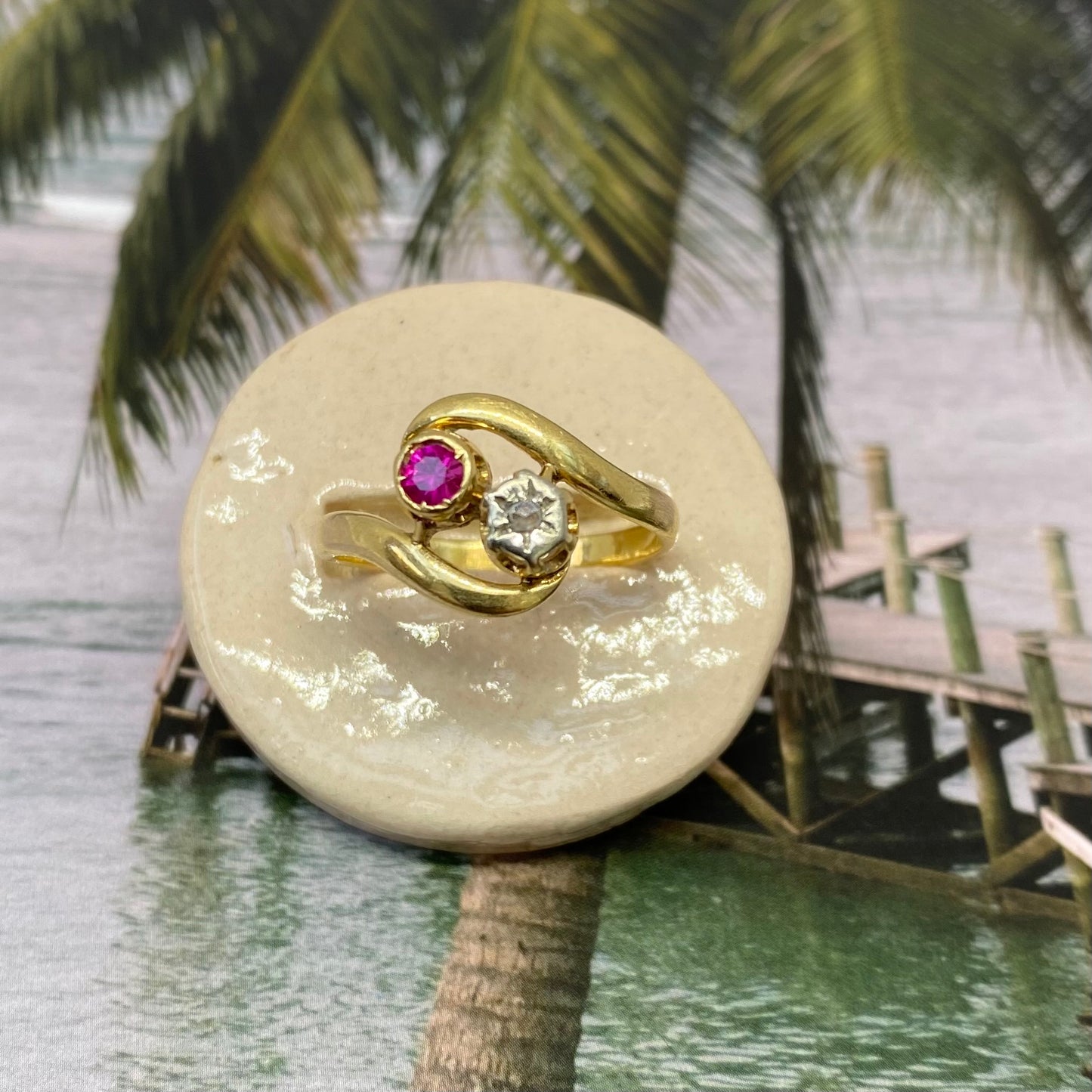 18 carat gold ruby and diamond ring