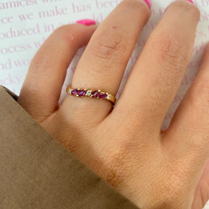 18 carat gold ruby and diamond half eternity