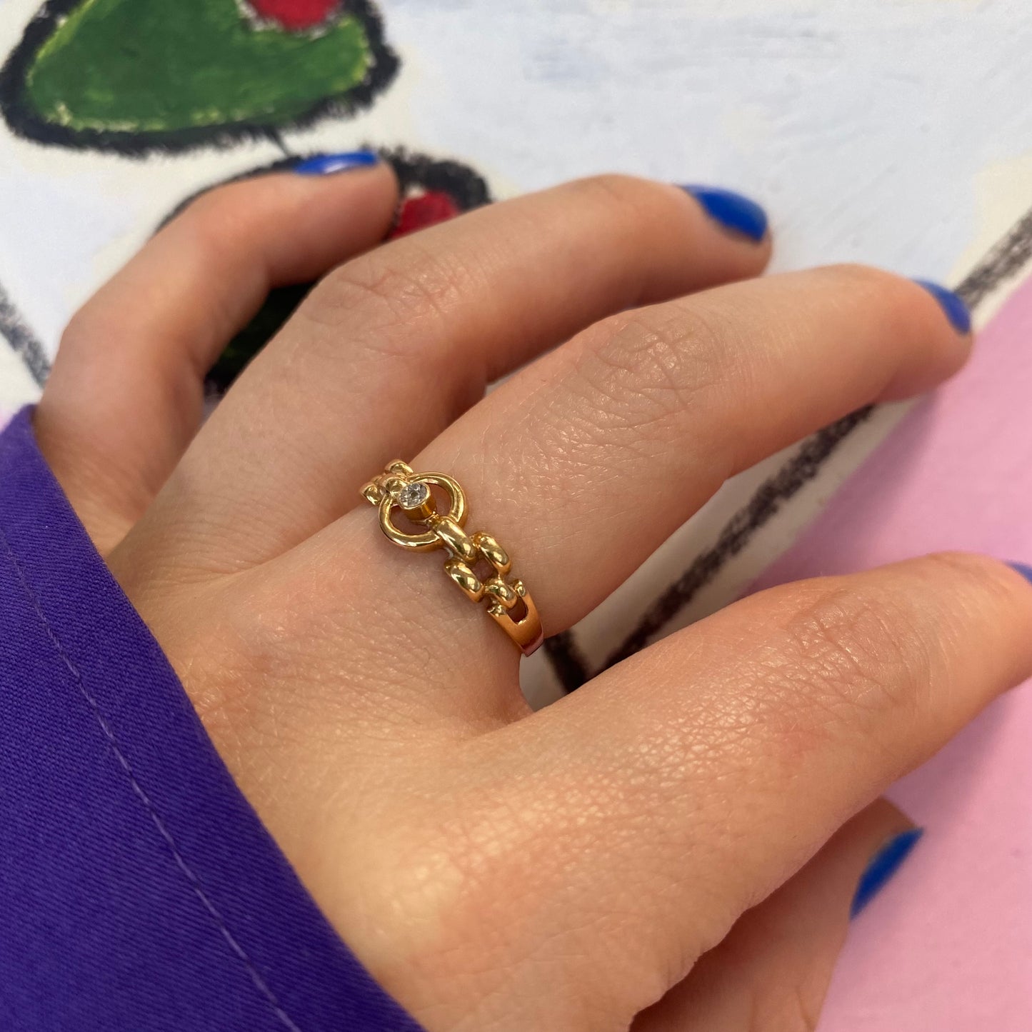 18 carat gold diamond chain ring