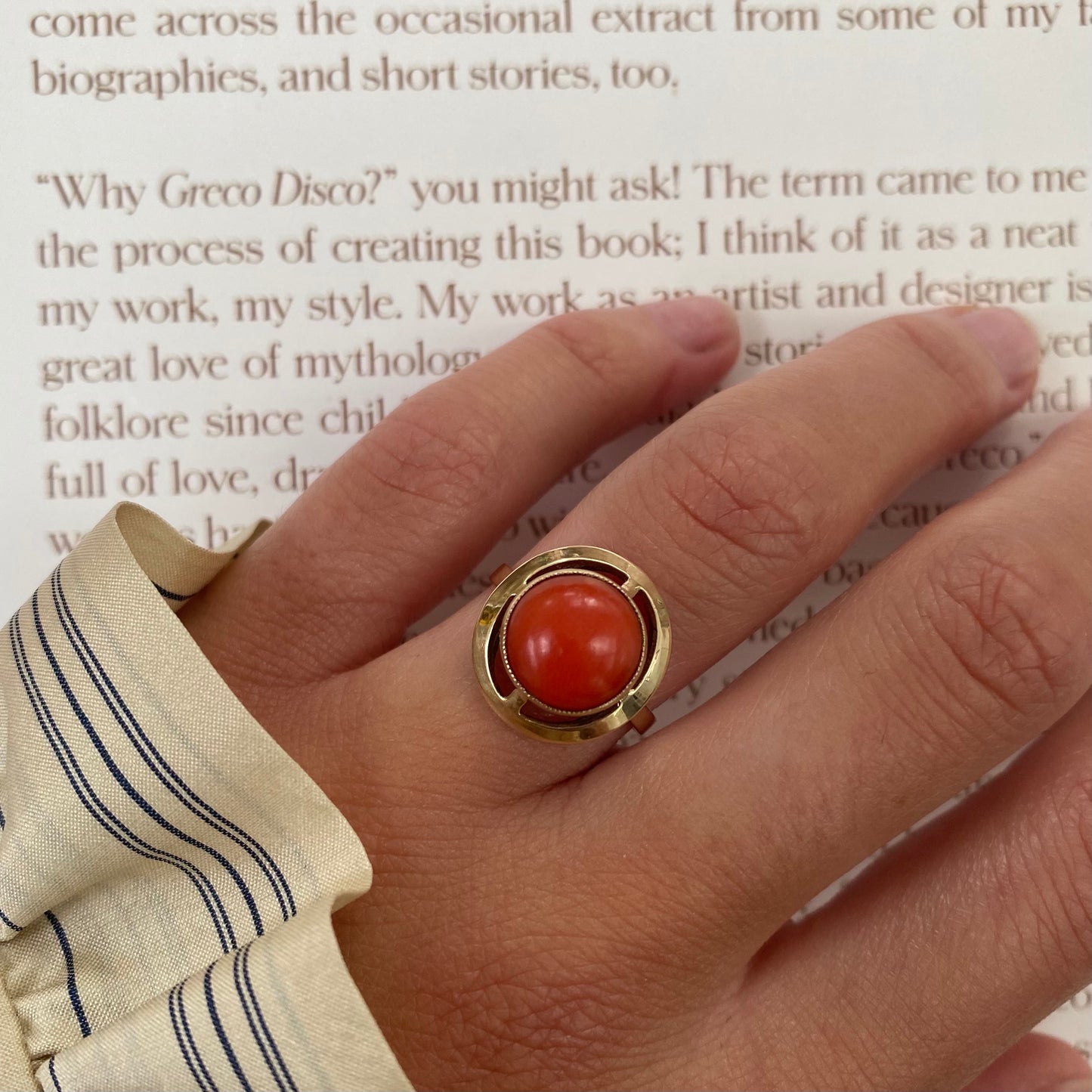8 carat coral ring