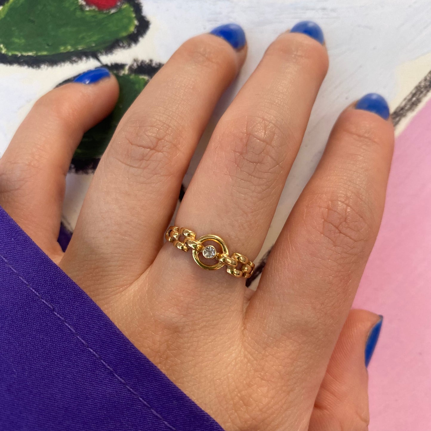 18 carat gold diamond chain ring